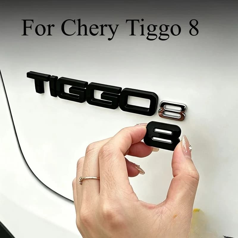 For Chery Tiggo 8 Black Emblem Kit – ABS Gloss Black Overlay Set, Front & Rear Black Badge Covers, Chrome Delete Decoration
