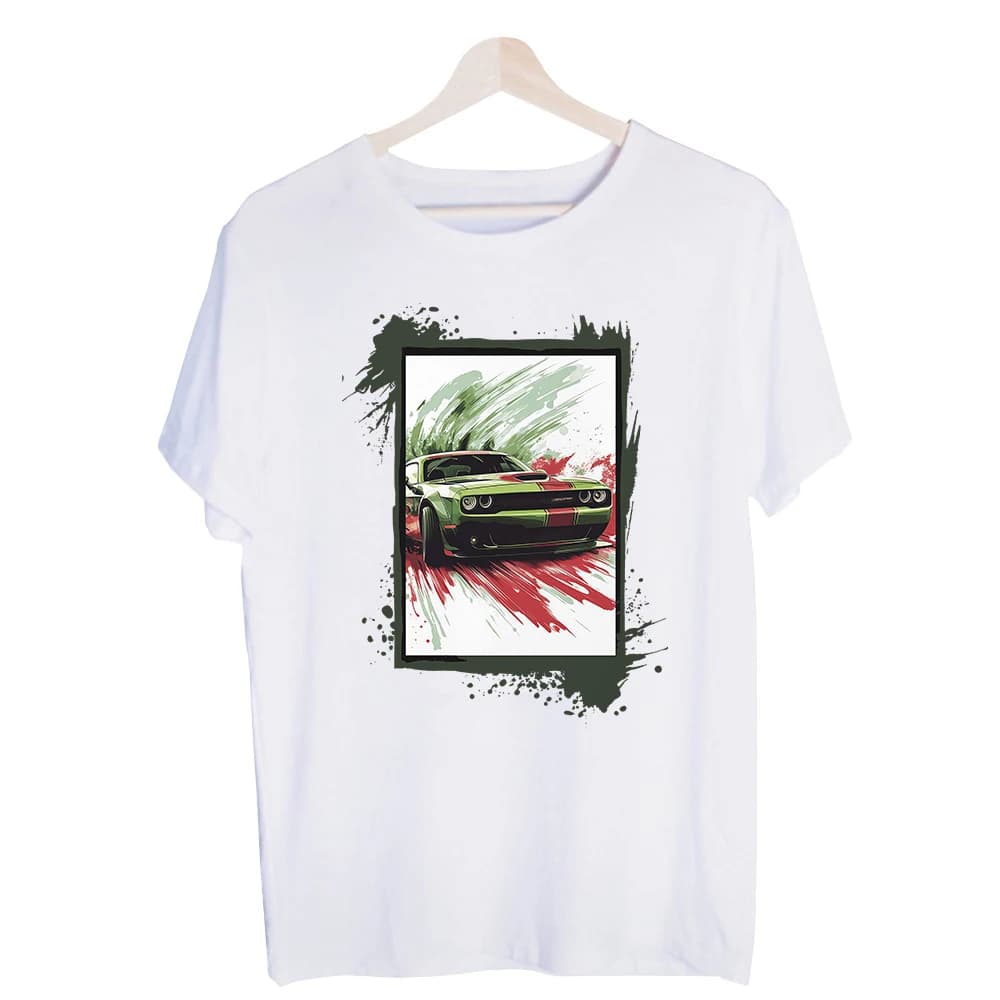 Men's Racing Car Graphic Tee, Short Sleeve Crew Neck T-Shirt for Casual Streetwear and Summer Outfits