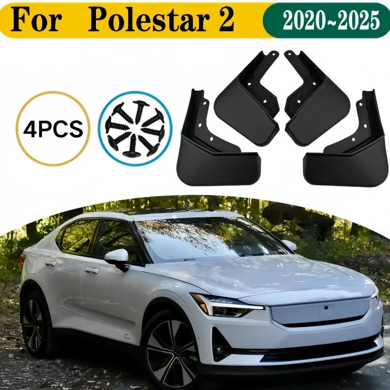 Car Mudguards Parts For Polestar 2 2024 2020~2025 Car Mudflap Tool Splash Proof Fender Car Flare Cover Guard Auto Mud Accessorie