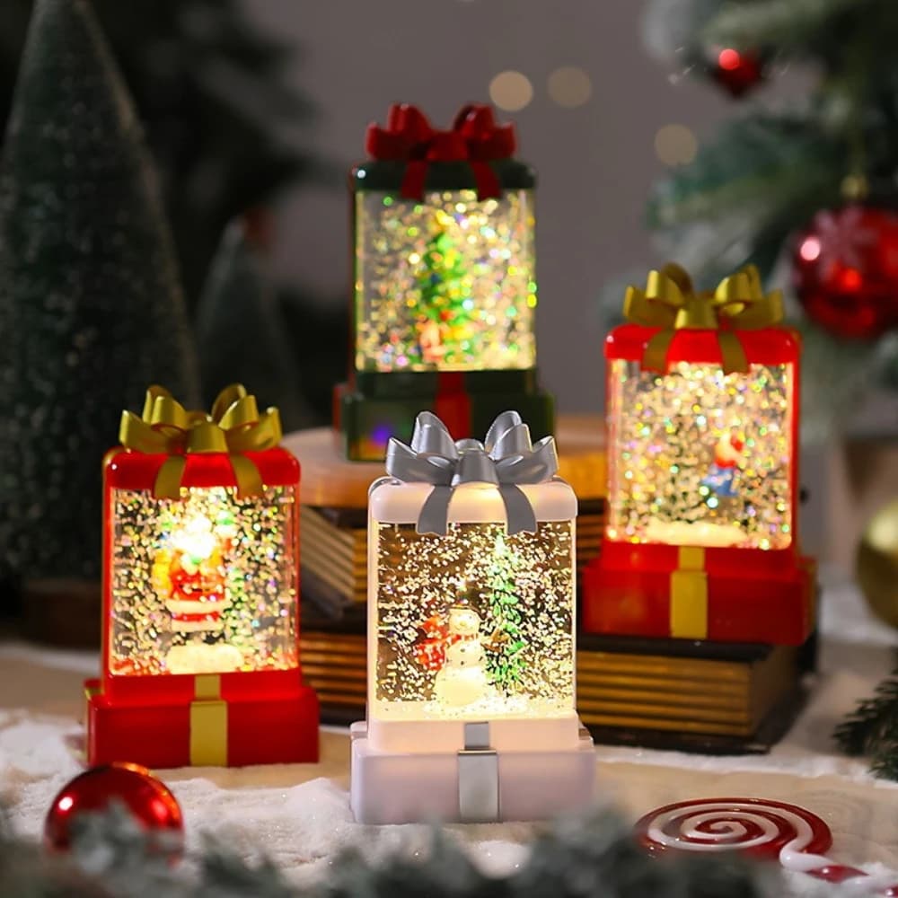 Christmas Decor Luminous Acrylic Crystal Chandeliers Christmas Tree Ornaments Santa Claus Night Lights Xmas Gift Small Wind Lamp