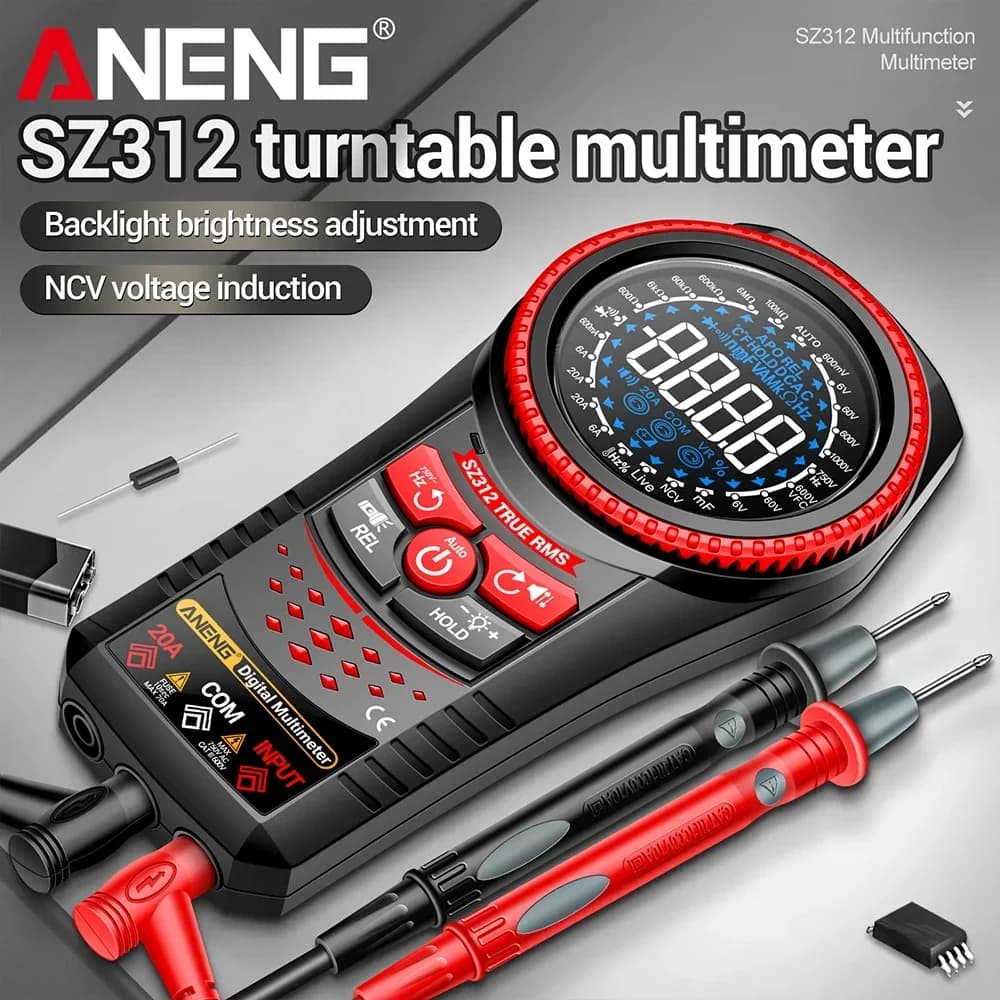 ANENG SZ312 Digital Multimeter AC DC Voltage Current Resistance Capacitance Temperature Tester6000 Counts VA Reverse Display