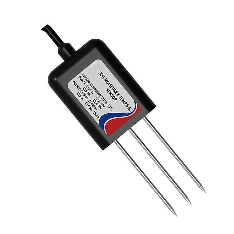 3‑in‑1 Soil Temperature Humidity EC Sensor, RS485 Modbus IoT Transducer for Smart Agriculture Farm Monitoring