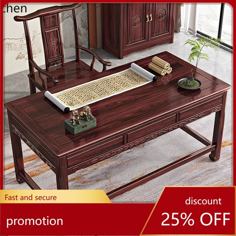 ZML Solid Wood Desk Home Office Desk Study Writing Calligraphy and Painting Desk