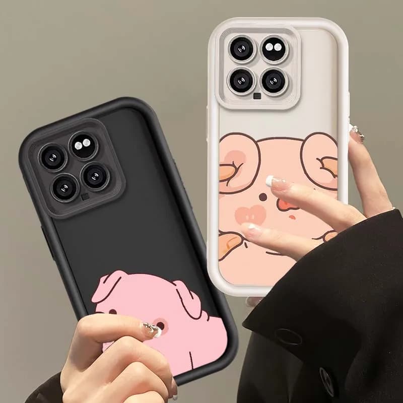 Cute Cartoon Pig For Xiaomi 15 14 13 13T 12 12S 12T 11 9T pro Lite NE 5G Soft Eye Ladder Phone Case Cover