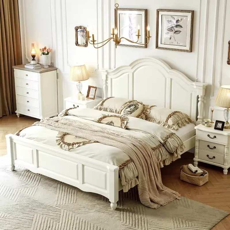 Princess Loft Modern Double Bed Storage Space Design White Adults Double Bed King Size Camas De Dormitorio Home Furniture