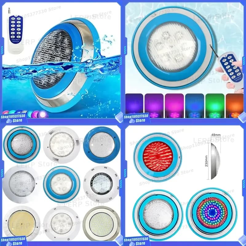 Waterproof LED Swimming Pool Light Colorful Underwater Flush Mount ABS Stainless Steel Lamp for Inground Pools Decorative