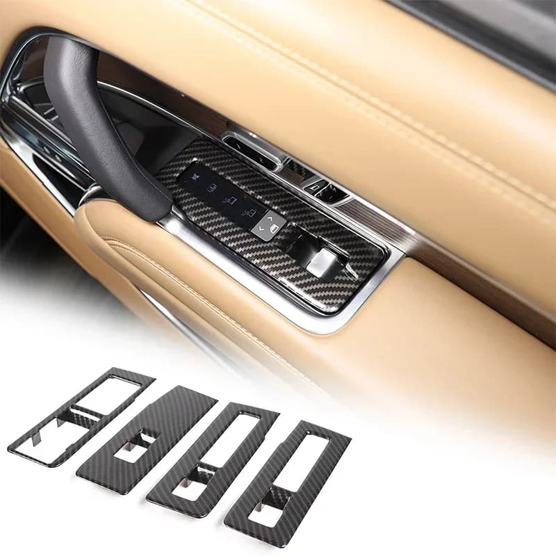 For Range Rover Vogue 2023+ ABS Carbon Fiber Style Glass Lift Frame Decorative Cover Interior Modification Accessories