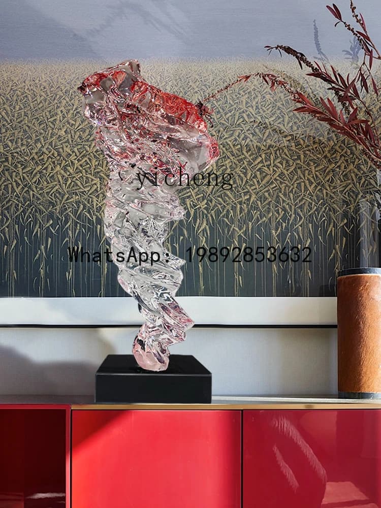 Creative Transparent Resin Water Sculpture Living Room Large Floor Ornament Entrance Advanced Art Decoration
