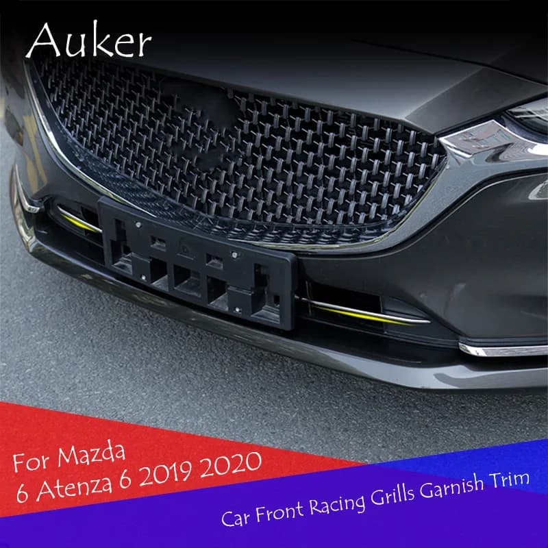 Stainless Steel Car Accessory Front Grill Grille Trim Strips Sticker Styling Accessories For Mazda Atenza 6 2019-2023