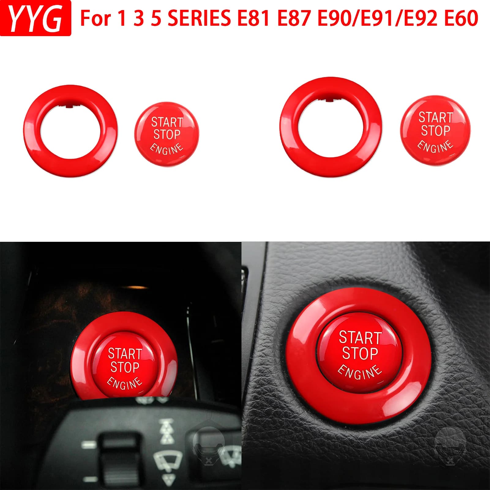 For 1 3 5 SERIES E81 E87 E90 E91 E92 E60 Car Keyless Start Switch Button Cover Panel Cover Car Interior Accessories Stickers