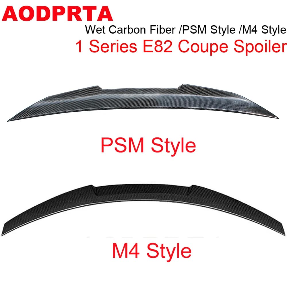 For BMW 1 Series Coupe 128i 135i 1M 2007-2013 Real Carbon Fiber M4 Style PSM Rear Trunk Wings Spoiler Ducktail High Kick