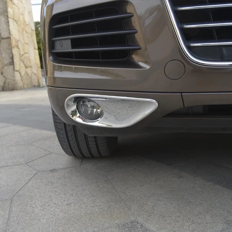 2pcs ABS Chrome Car Front Fog Light Lamp Cover Hoods Trim for VW Touareg 2011 2012 2013 2014 2015 Fog Light Decoration Cap Frame