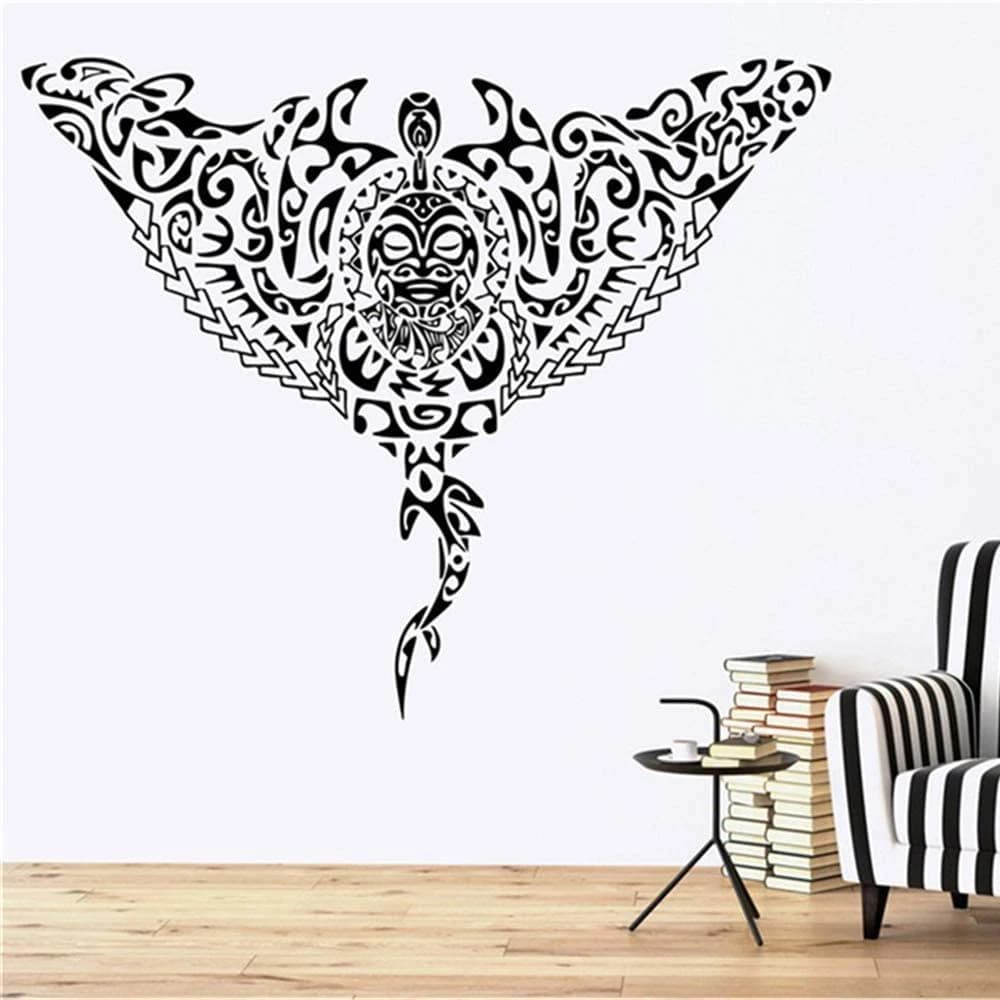 Abstract Pattern Tribal Manta Ray Ocean Marine Sea Wall Sticker Bathroom Fish Animal Geometric Wall Decal Kids Room  Decor