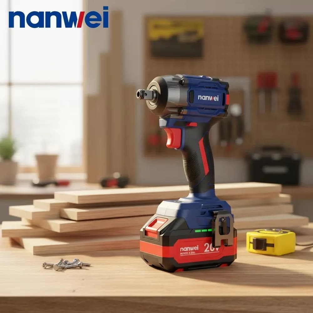 20V Brushless Cordless Impact Wrench 1/2 Inch 500N.m High Torque Power Tool For Car Repair & Heavy Duty