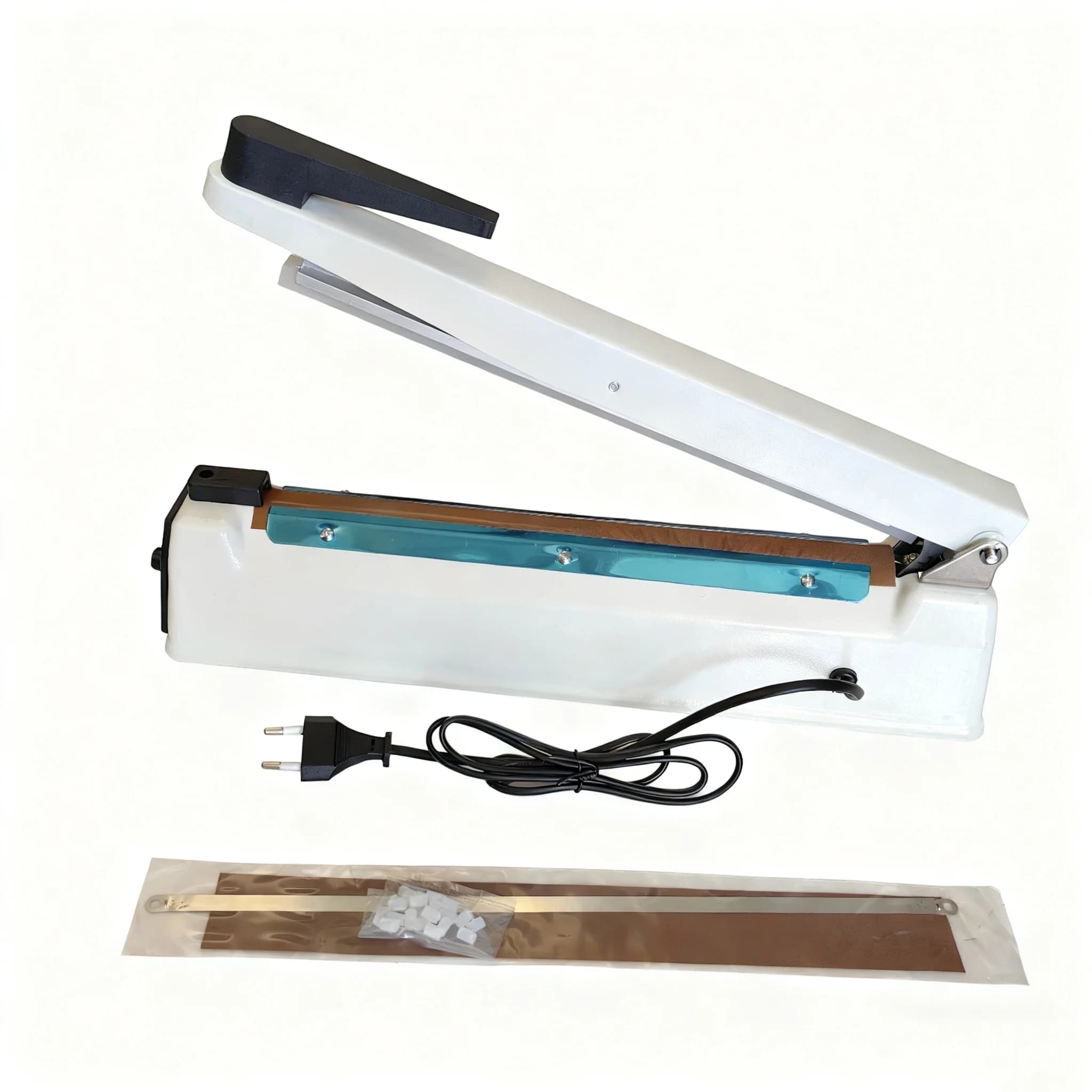{best}Metal Case Impulse Sealing Machine 30mm 8mm Width Electric Heat Hand Press Sealer With Code Food Plastic Bag Sealer Metal