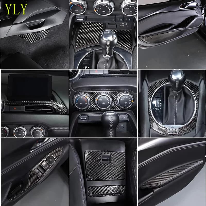 For Mazda MX-5 MX5 ND 2016-2025 Soft Carbon Fiber Car Center Control Gear Panel Cover Glass Lift Frame Sticker Car Interior Kit