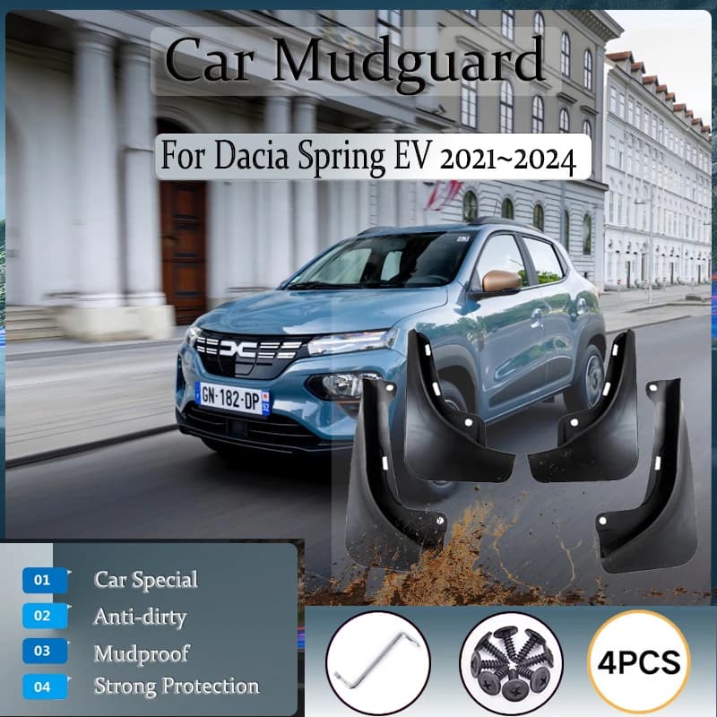 Car Mudguards For Dacia Spring EV Renault City KZE E Tech 2021 2022~2024 Antifreeze Fender Splash Guard Mudflas Auto Accessories