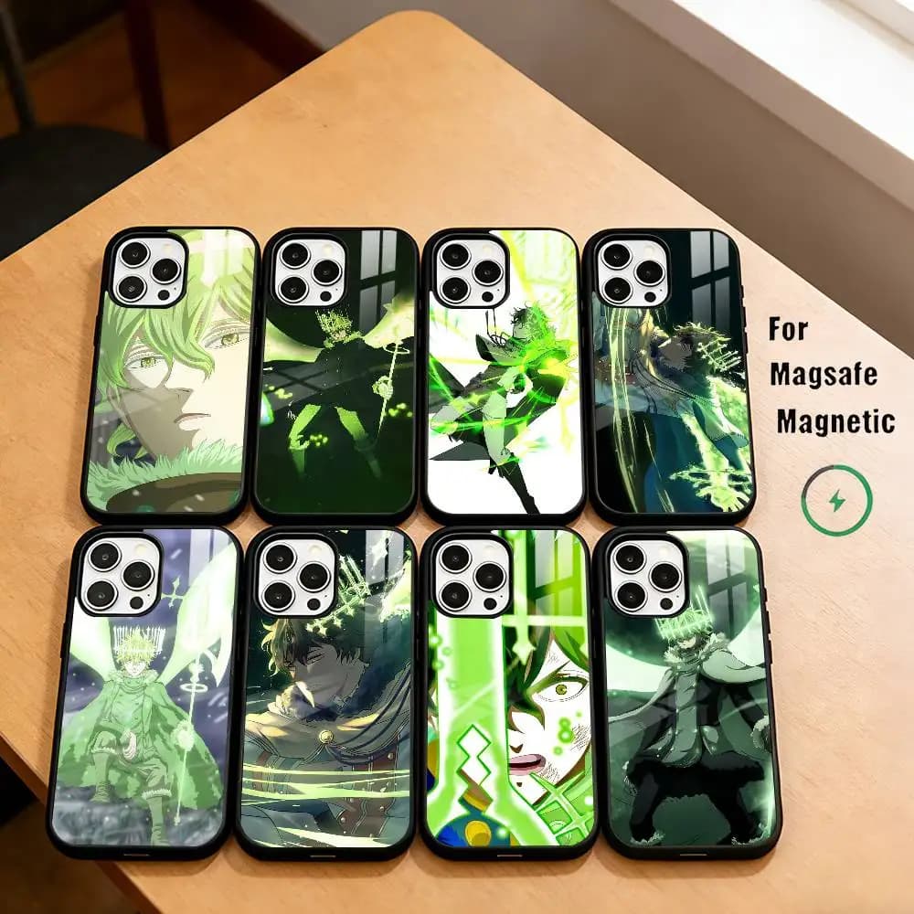B-Black Clover Y-Yuno Grinberryall Phone Case Magnetic For Magsafe Wireless Charging For iPhone17,16,15,14,13,12,11 Plus,Pro