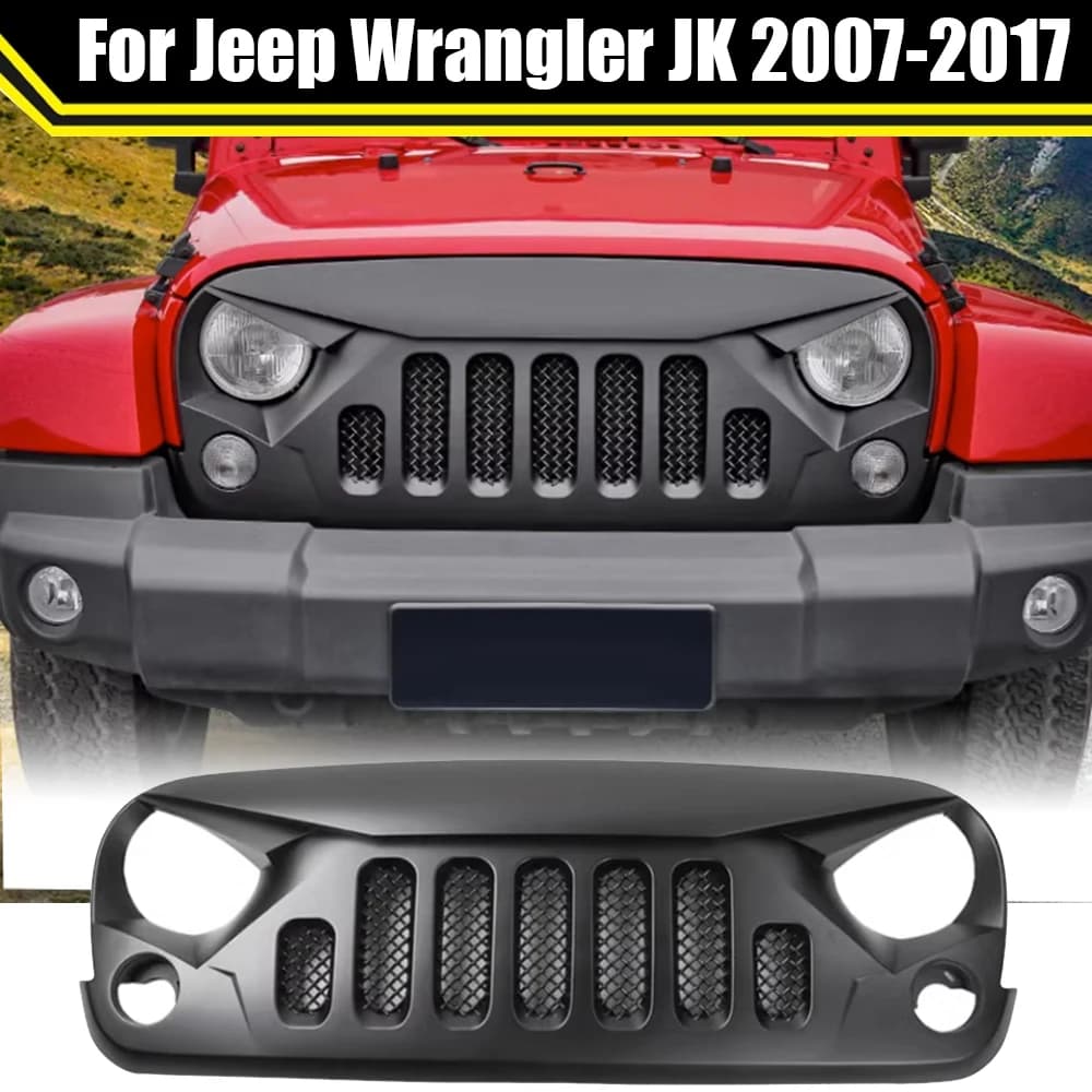 High Quality Car Front Grille Accessories Mesh Grill For Jeep Wrangler JK 2007-2017 Modified Upper Grid Bumper Grills