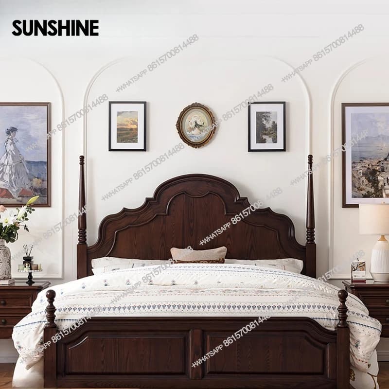 Solid wood bed master bedroom French solid wood bed 1.8 meters double bed