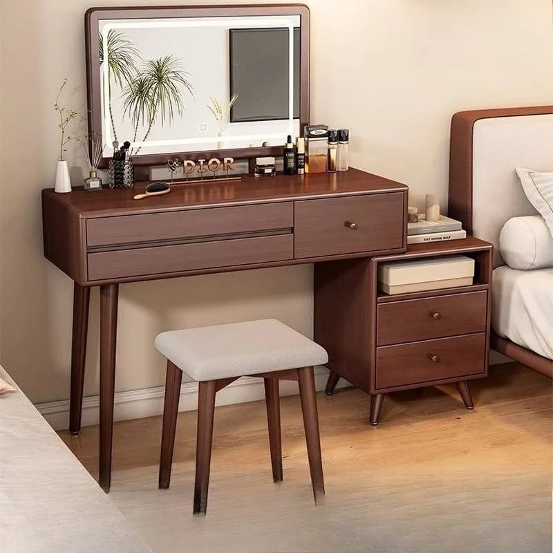 Luxury Light Dressing Table Mirror Decorations Cabinet Bedroom Makeup Table Lounges Storage Mesa Tocador Home Furniture