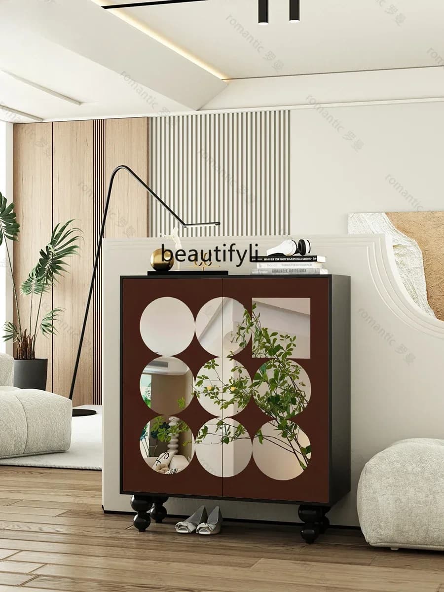 K185 Shoe Cabinet Home Doorway Entrance Cabinet Integrated Lacquer Painting Locker Home Double Door Storage Cabinet
