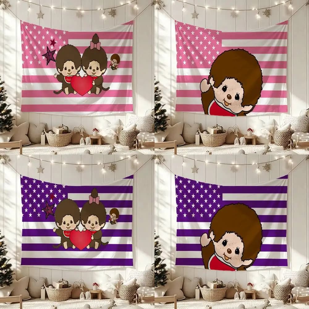 Cartoon M-Monchhichis Flag Digital Printing Banner for Garage Wall Out Door Decoration