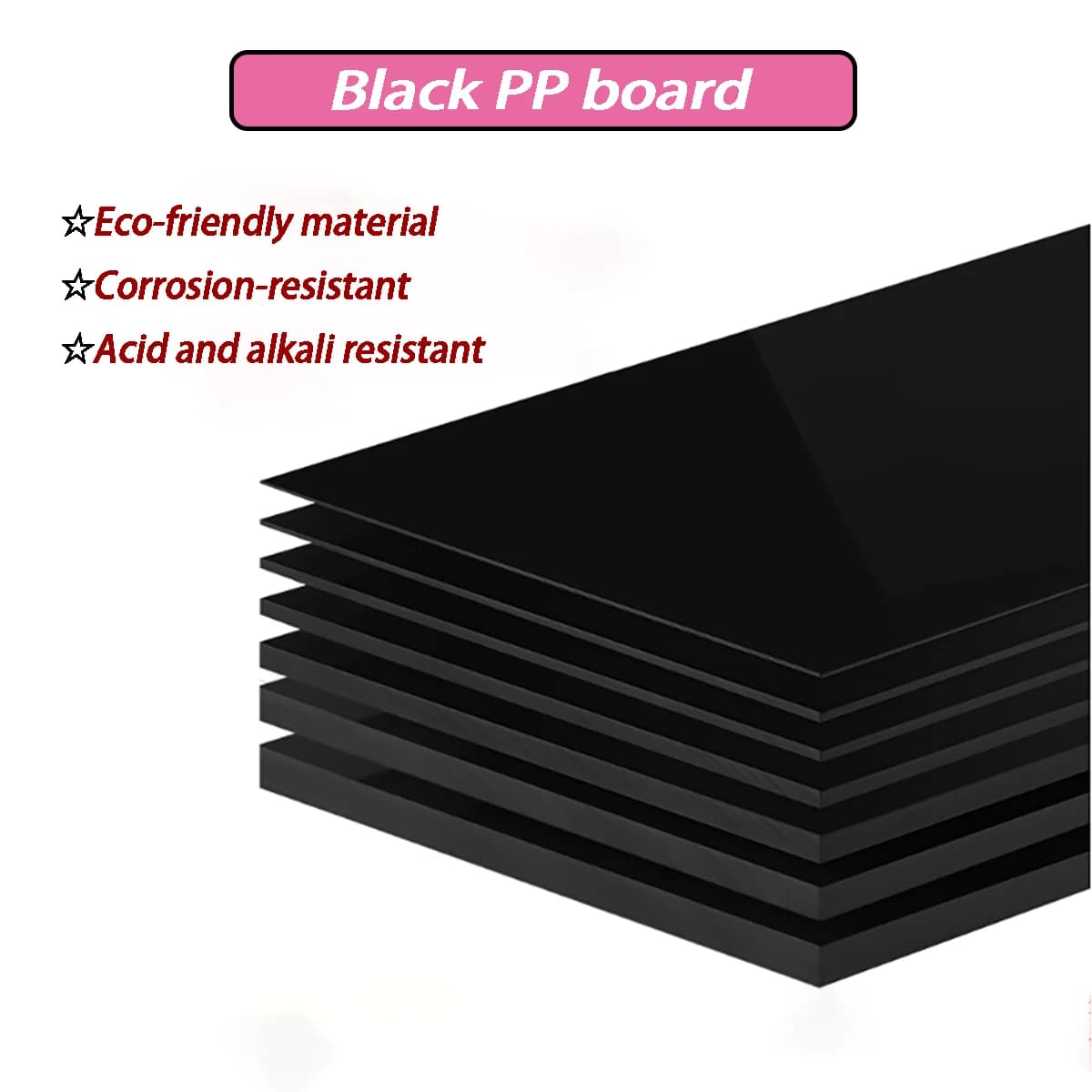 Thick=3mm-20mm Black Polypropylene Square Board, PP Plastic Board, Engineering Plastic Board 50x100mm-300x400mm