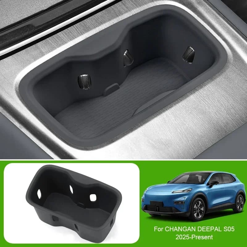 For CHANGAN DEEPAL S05 2025-2026 Car Lower Central Control Armrest Box Storage Wireless Charge Mat Tidying Box Water Cup Holder