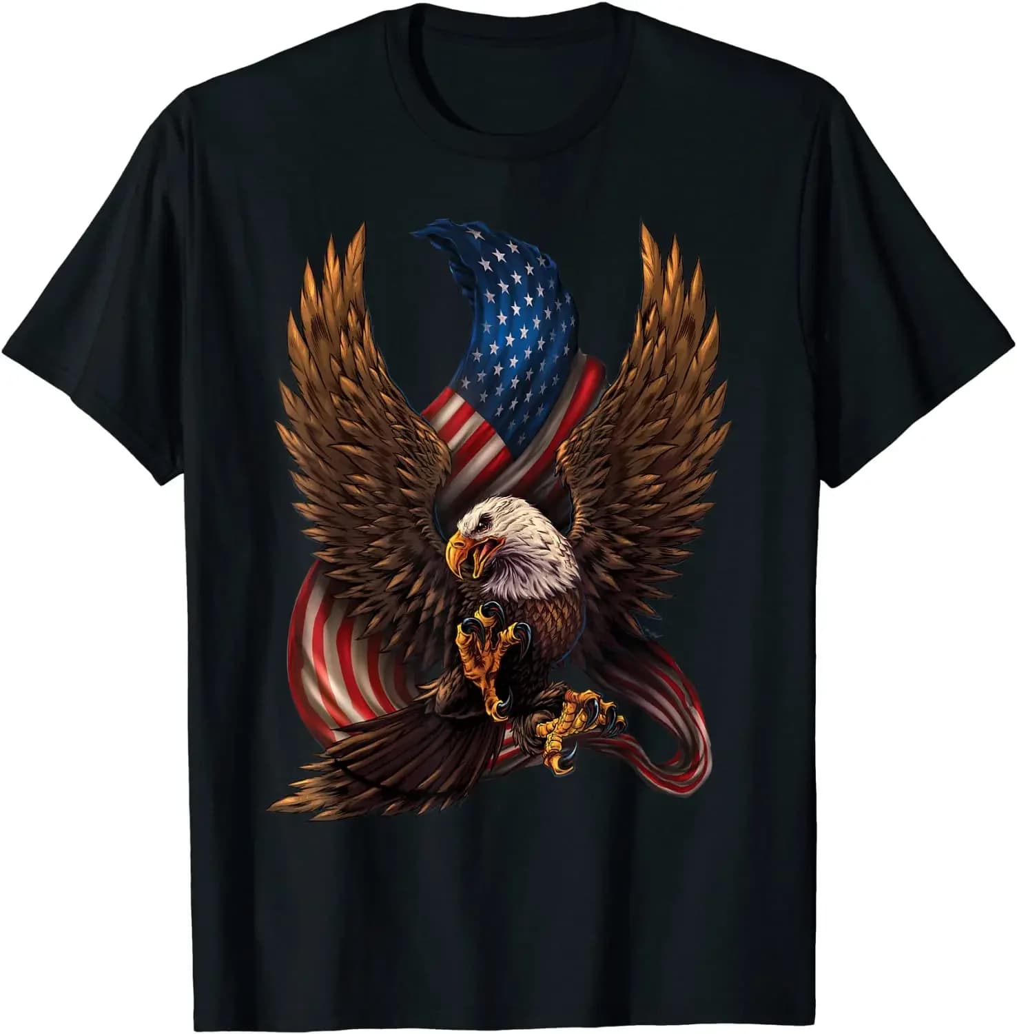 Patriotic American Design with Eagle and Flag Men T-Shirt Short Sleeve Casual 100% Cotton O-Neck Summer Tees