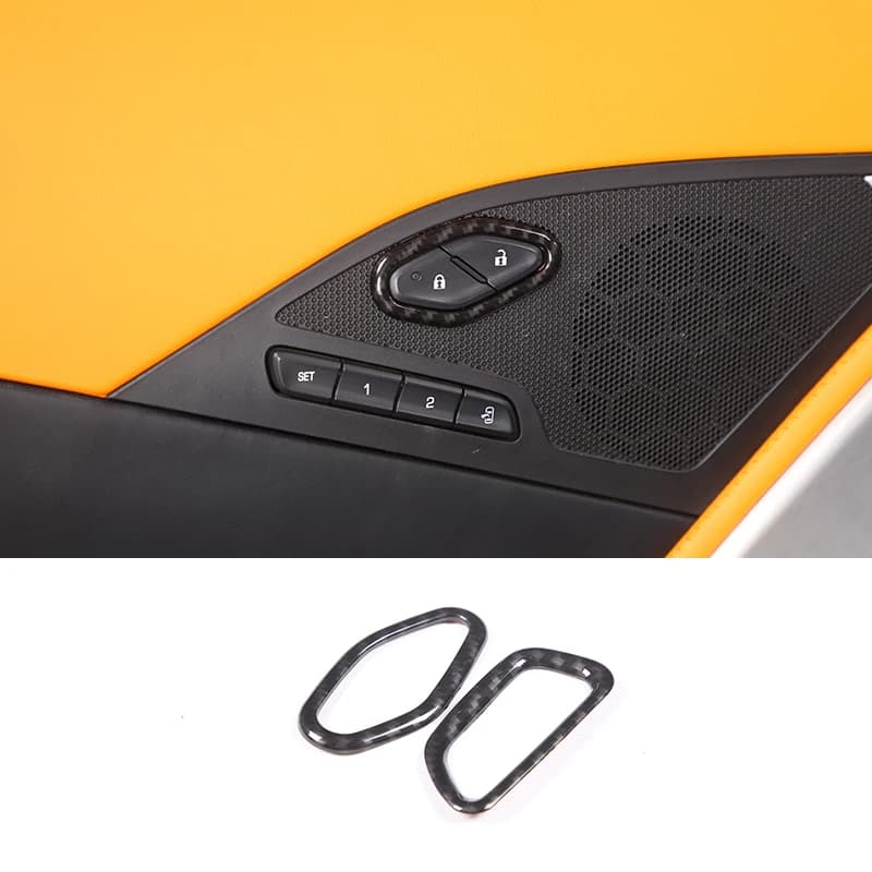 2Pcs ABS Carbon Fiber For 2014-2019 Chevrolet Corvette C7 Z06 ABS Carbon Fiber Car Interior Door Lock Decorative Frame Sticker c