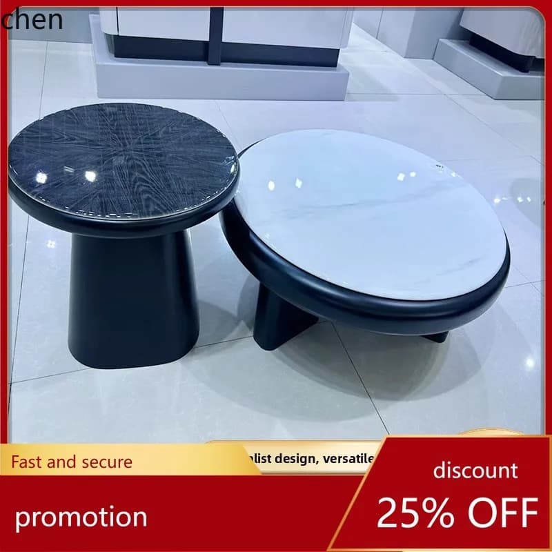 HT Simple Small Coffee Table Modern Side Table Wooden Round  Sofa Leisure Small Round Table Balcony Corner