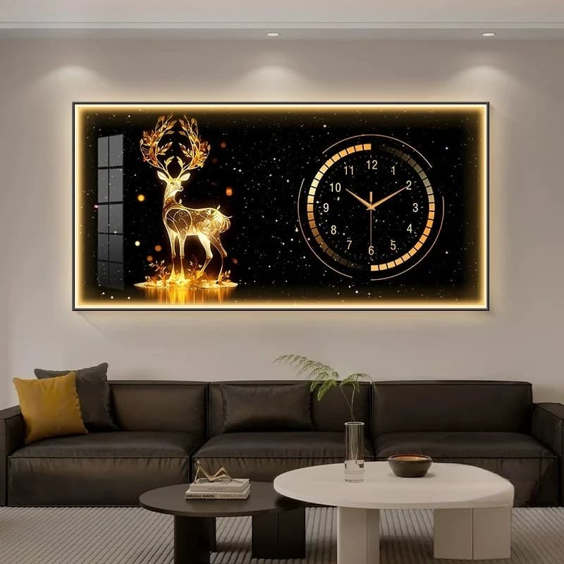 Nordic Luxury LED Wall Clocks Living Room Home Decor Watch Fashion Restaurant Mural Lamp Creative Wall Hanging Silent Clock