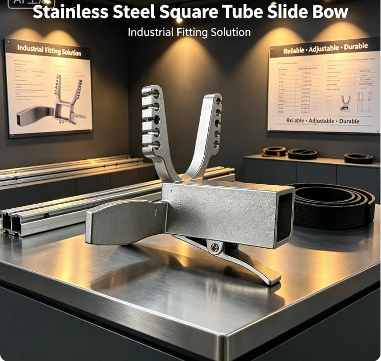 Stainless Steel Square Tube Sliding Slingshot Head Heavy‑Duty Catapult Bow Head for 10‑Strand Rubber Bands Outdoor DIY Replaceme