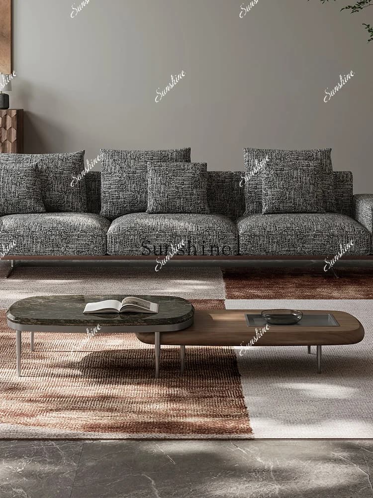 Italian minimalist solid wood modern living room movable marble coffee table  FT