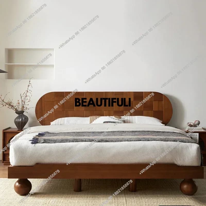 Pretty Wood Double Bed Simple Storage Floor Low Safe Queen King Beds Bases Bedroom Loft Modern Cama Matrimonial Furniture Home