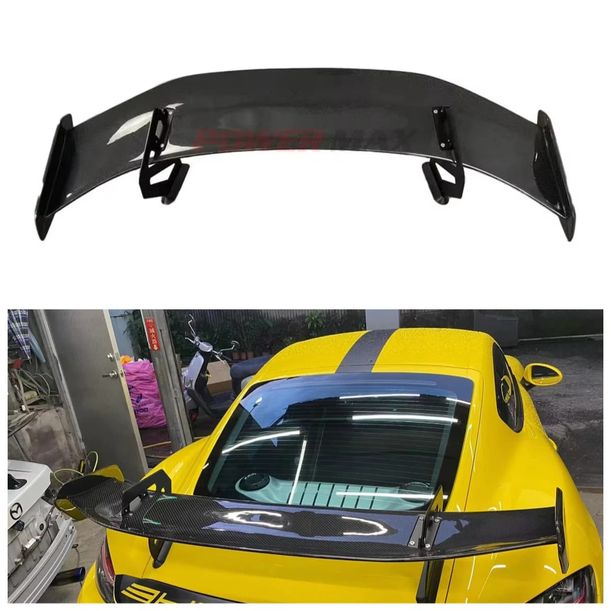 Pure Dry Carbon Fiber Rear Wing for Porsche 718 Cayman GT4RS Stylish Upgrade with Light Weight New Condition