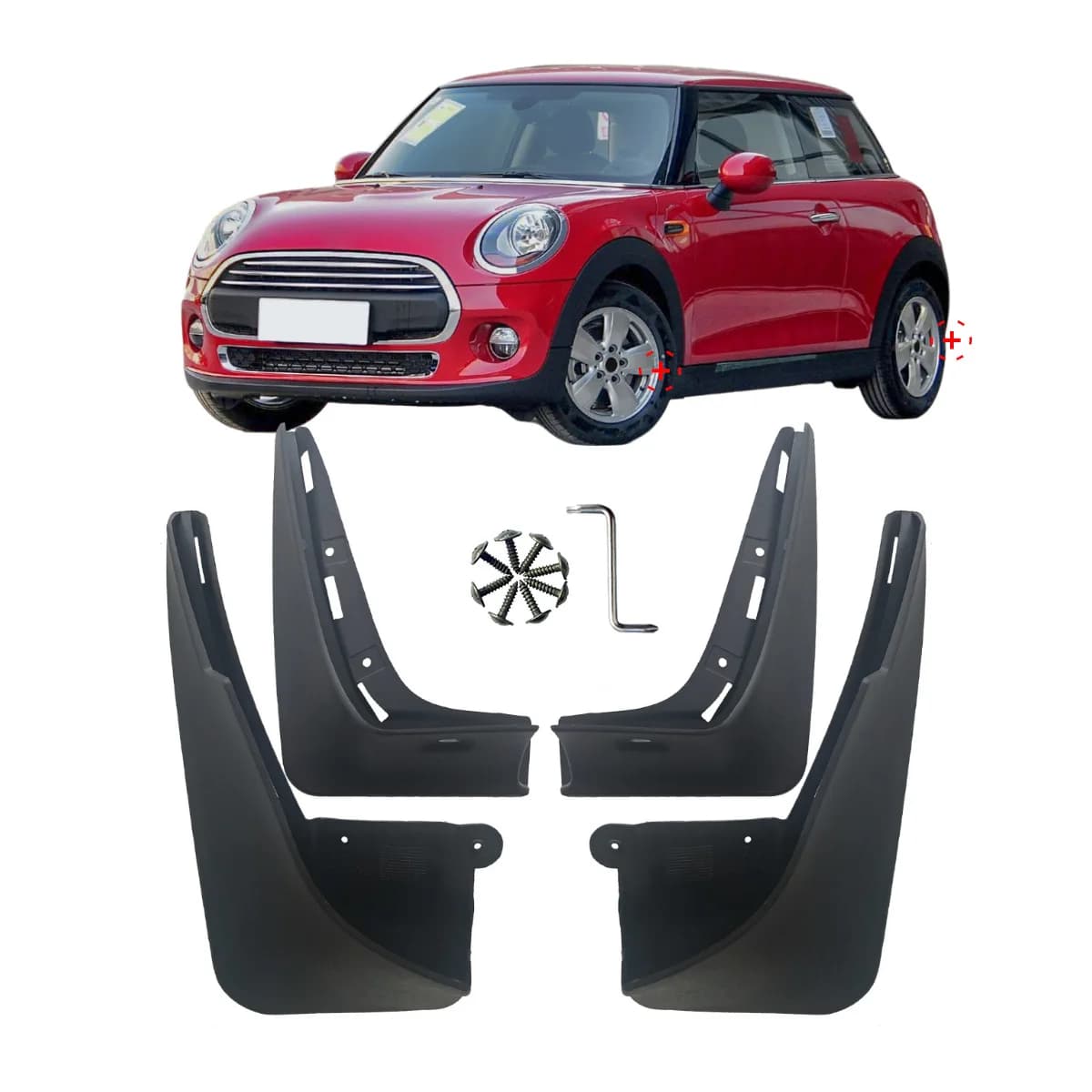 For MINI Cooper, Cooper S & JCW F55 F56 F57, Clubman F54 | Mud Flaps Splash Guards Mudguards, 4Pcs, Fit for 2013-2020 Models