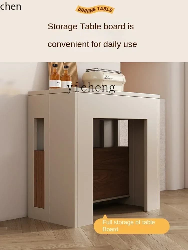 y9.4-Simple Cream Style Retractable Dining Table Small Apartment Space-Saving Home Dining Table