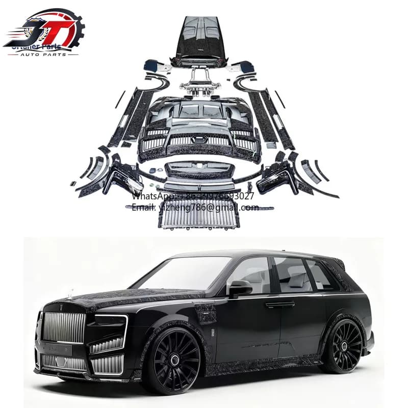 JT M Style 2025 Dry Carbon Fiber Body Kit For Rolls Royce Cullinan Front Side Skirt Diffuser Grille Headlights Hood Exhaust Scre