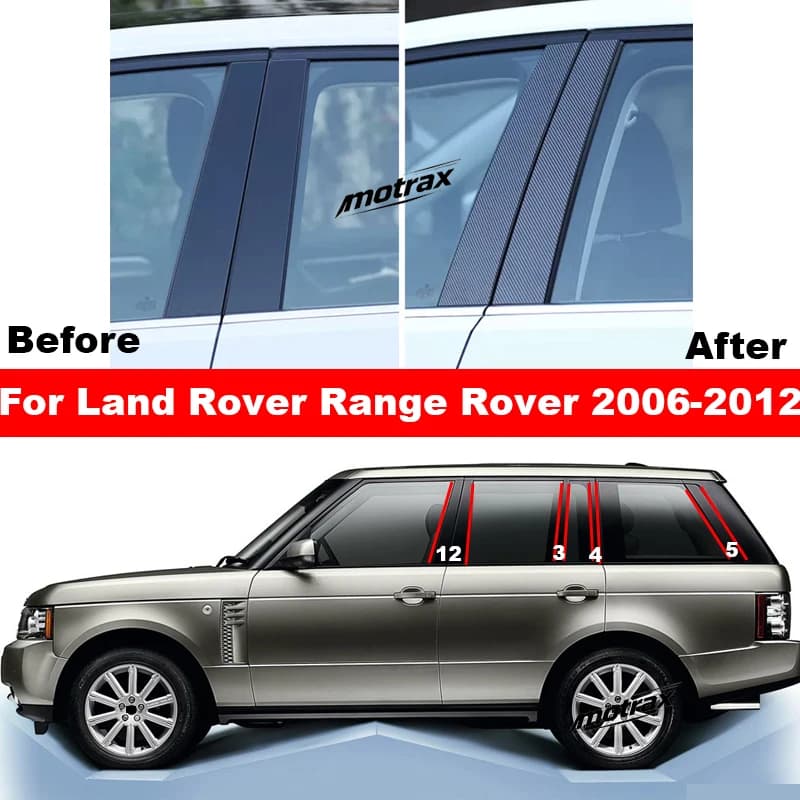 For Land Rover Range Rover 2006-2012 Car B C Pillar Stickers PC Window Trim Cover Middle Pillar Exterior Sticker Accessories