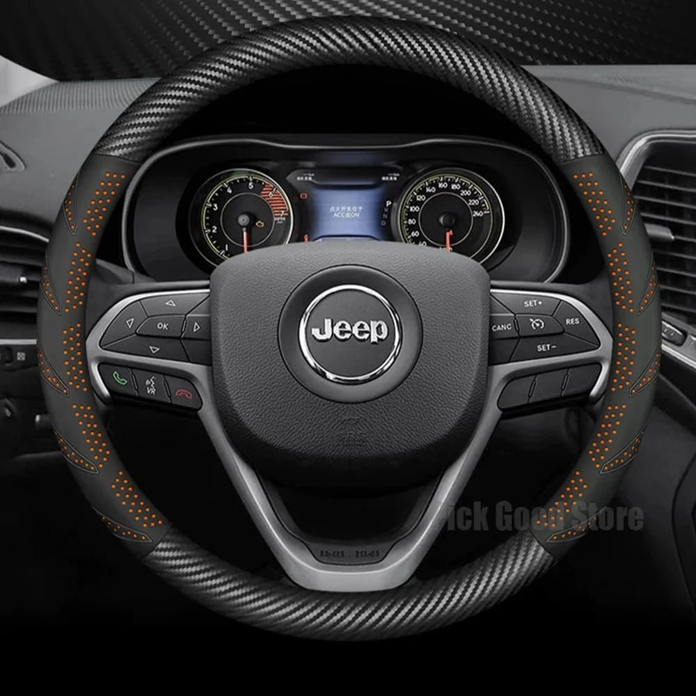 Leather Car Steering Wheel Cover For JEEP Wrangler Compass Renegade Grand Cherokee Gladiator Commander Car Interior Accessories