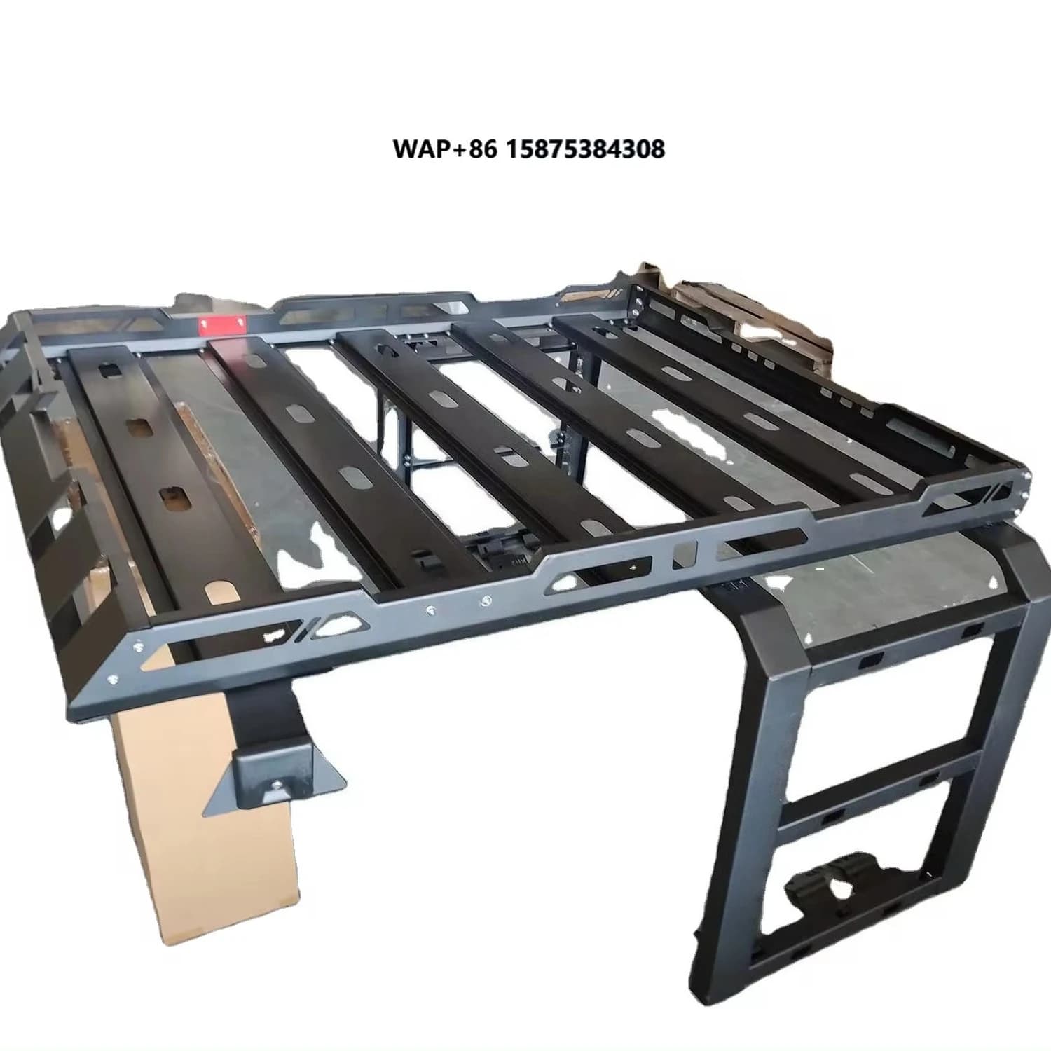 Steel Roof Rack Luggage Cargo Carrier with Ladder for Wrangler JK JL 2/4 Door Vehicles Black Powder Coated 63KG