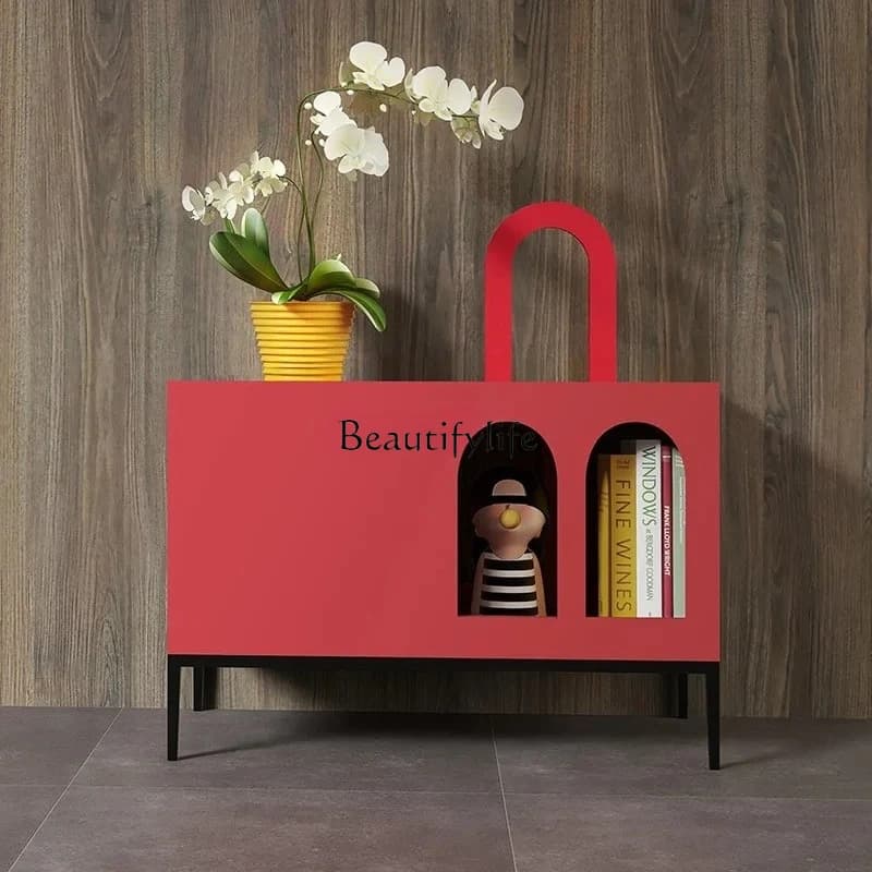 Painted sofa edge Italian minimalist solid wood Nordic modern living room storage cabinet