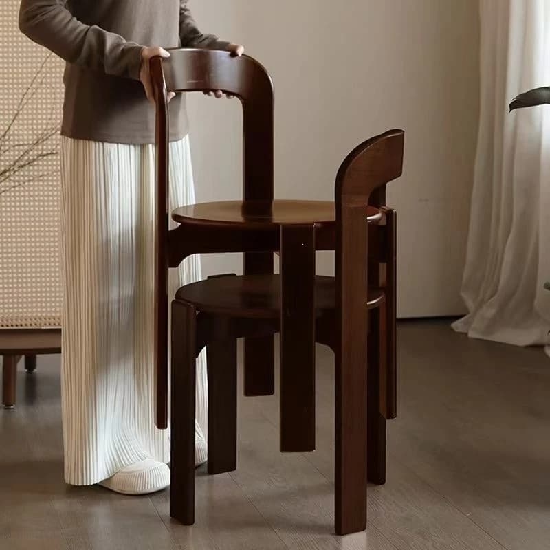 Solid wood medieval dining chair home retro living room simple modern chair
