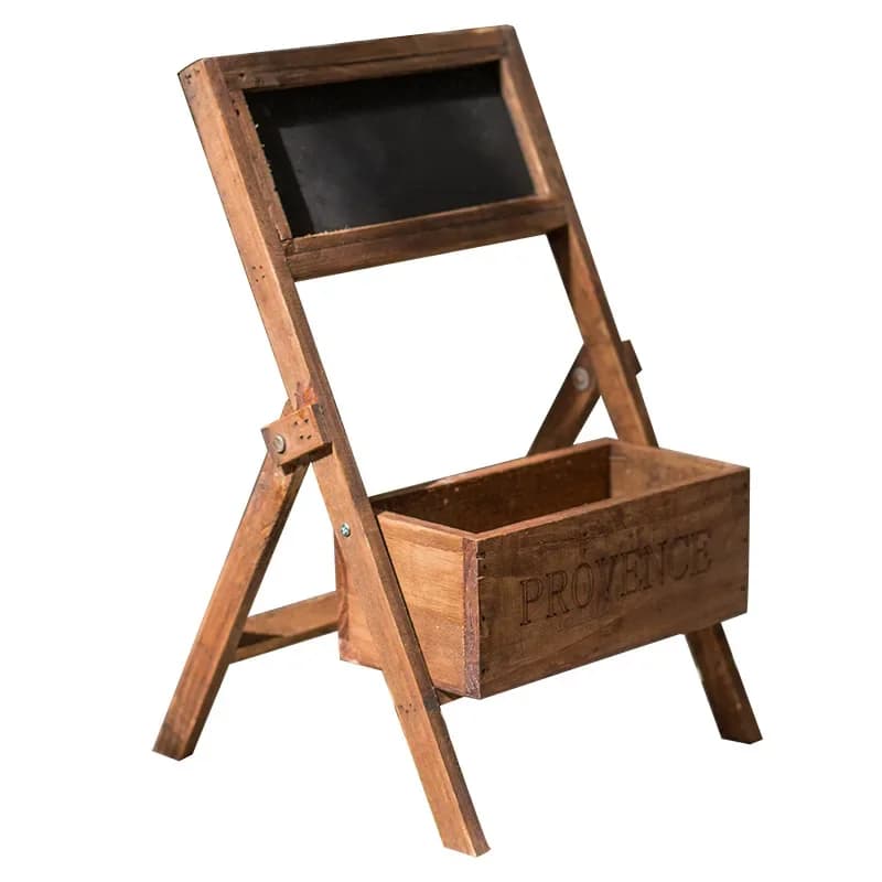 Flower stand retro solid wood flower pot balcony small blackboard garden flower box ornament