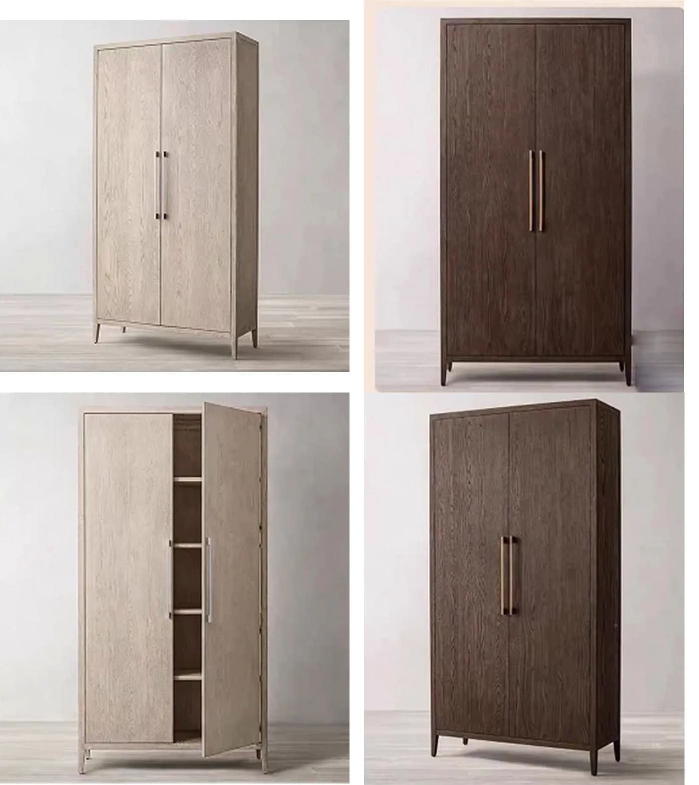 RH French Country Solid Wood Armoire Vintage Wardrobe for Bedroom, 2 Door Double Wardrobe Storage Cabinet for Home Villa