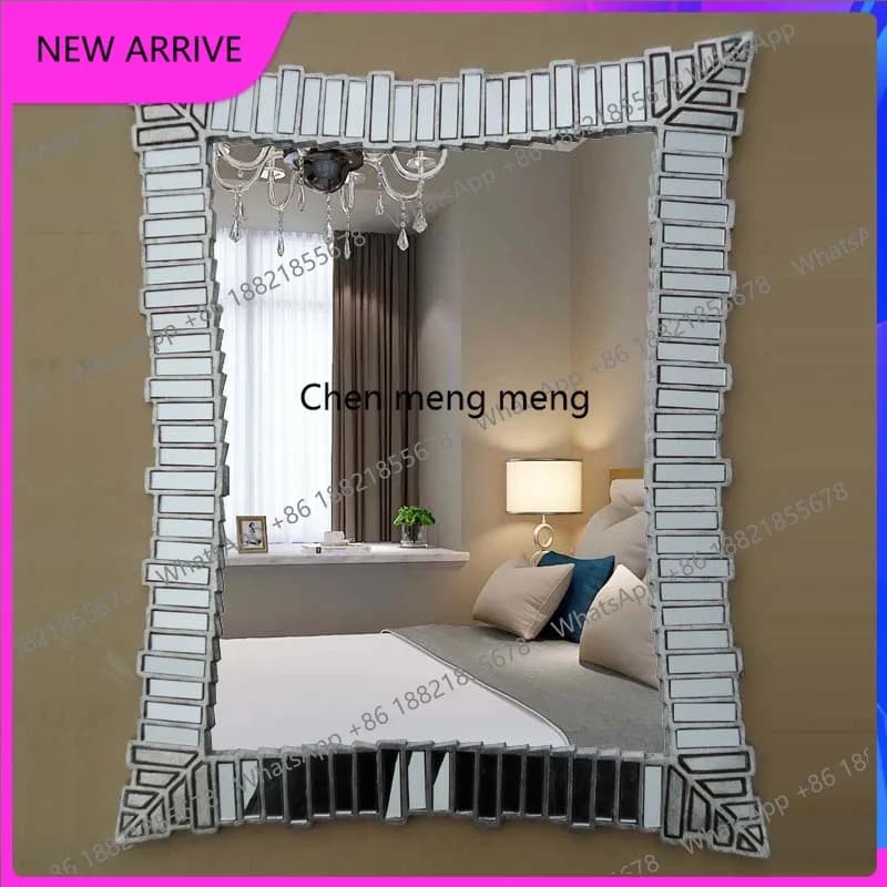 M85 European bathroom mirror, sink vanity mirror, American square retro gold porch decorative mirror