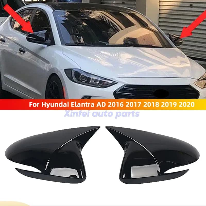 2PCS Carbon Fiber Look Car Rearview Cover Side Door Mirror Shell Decoration For Hyundai Elantra AD 2016 2017 2018 2019 2020