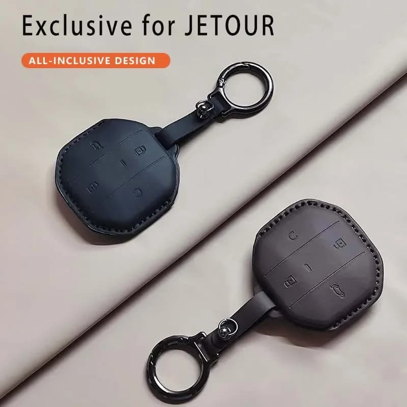 For Jetour Traveller T1 T2 2025 Leather Car Remote Key Case Cover Keychain Shell Protector Car Accessories